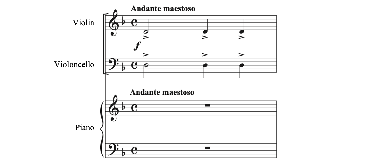 The opening of the first movement of Zimmermann's Suite Trio